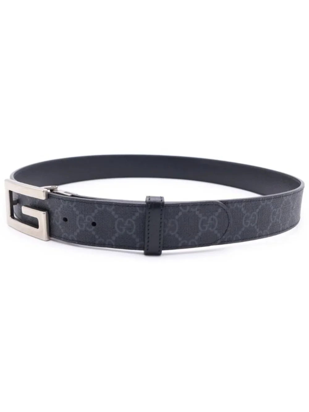 Gucci Square Reversible Leather Belt Black Silver
